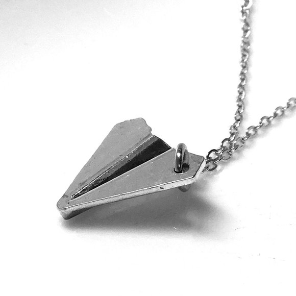 Miniature Paper Plane Origami Charm Necklace - Picture 1 of 3